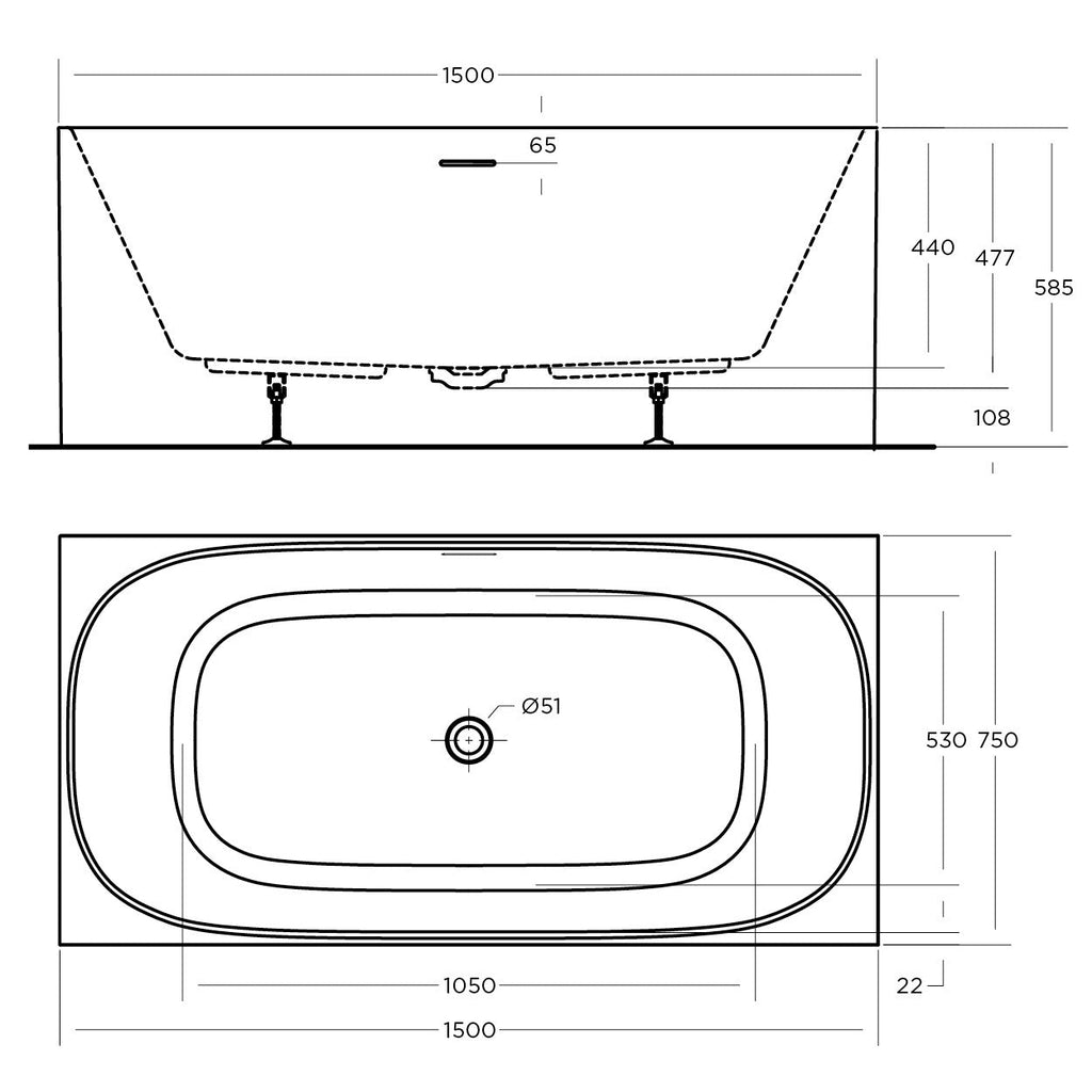 Studio Bath Tub Freestanding | Oceano - Hera Bathware1400mmFreestanding