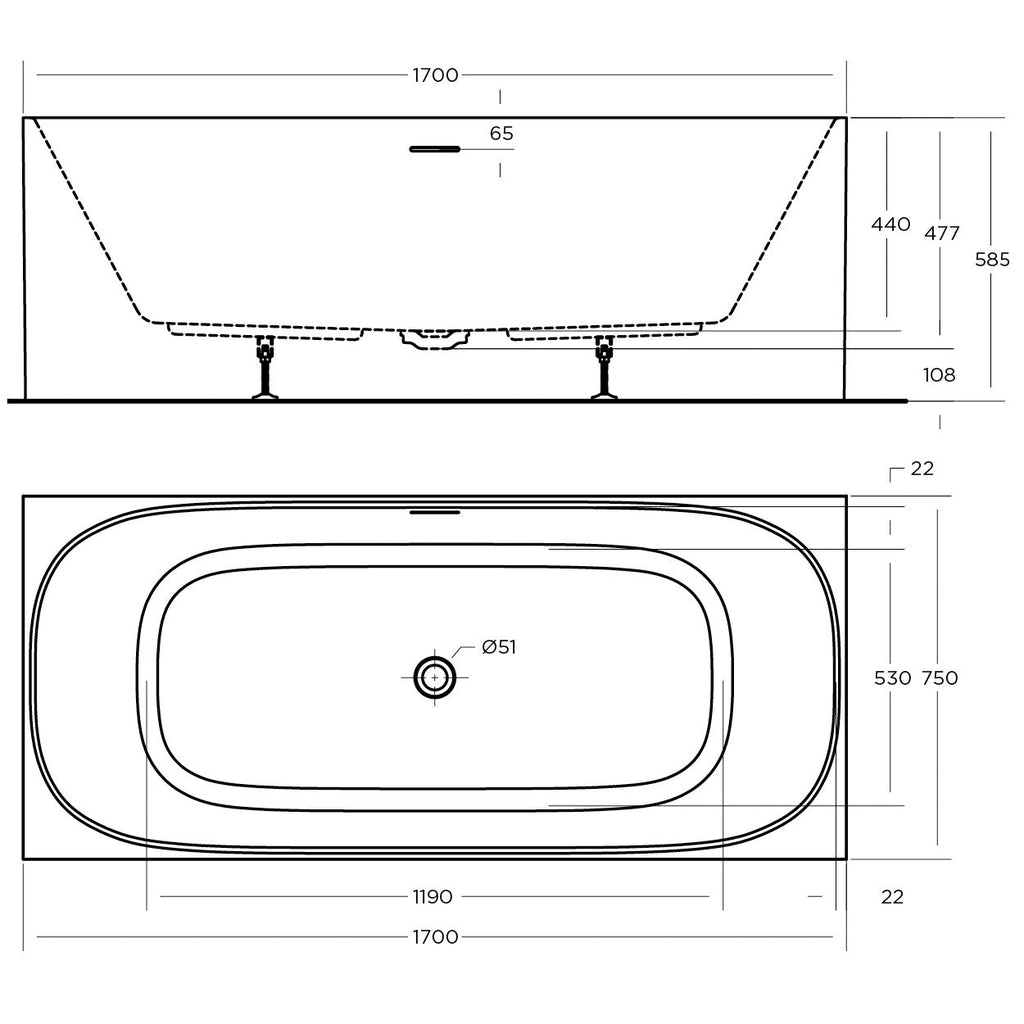 Studio Bath Tub Freestanding | Oceano - Hera Bathware1400mmFreestanding