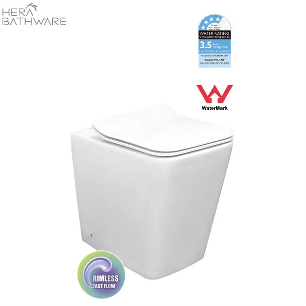 T003D Floor Mount Rimless Pan with Kappa Geberit Cistern - Hera BathwarePan OnlyGloss White