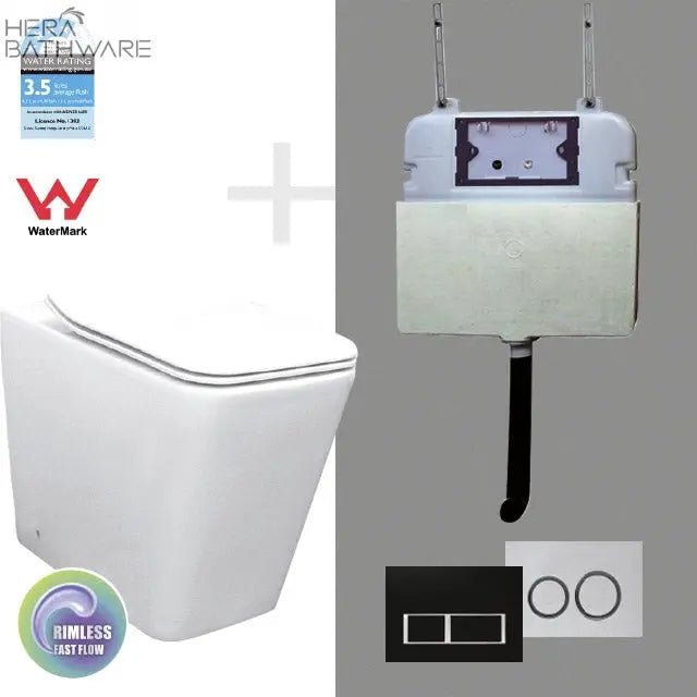 T003D Floor Mount Rimless Pan with RT Cistern - Hera BathwareBB02 WhiteGloss White