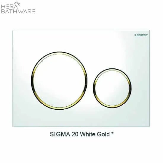 T1003D Floor Mount Rimless Pan with Geberit Cistern - Hera BathwareSigma 20 White * GoldGloss White