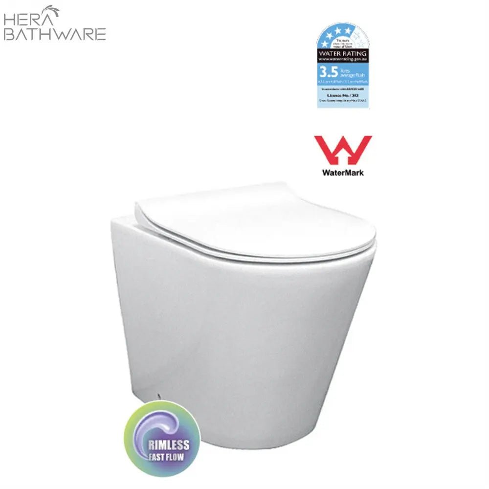 T1003D Floor Mount Rimless Pan with Kappa Geberit Cistern - Hera BathwarePan OnlyGloss White