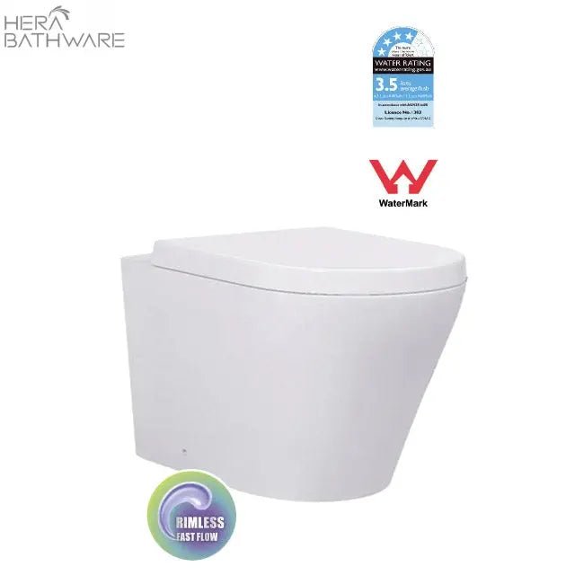 T3380R Floor Mount Rimless Pan - Hera BathwarePan OnlyGloss White