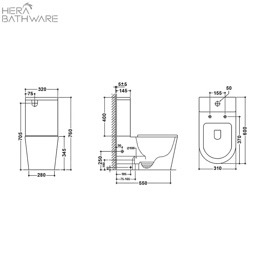 T6060 Junior Rimless Toilet Suite - Hera BathwareGloss White