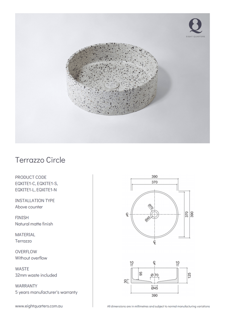 Terrazzo Circle Above Counter Basin | Eight Quarter | EQXITE1 - Hera BathwareNaples