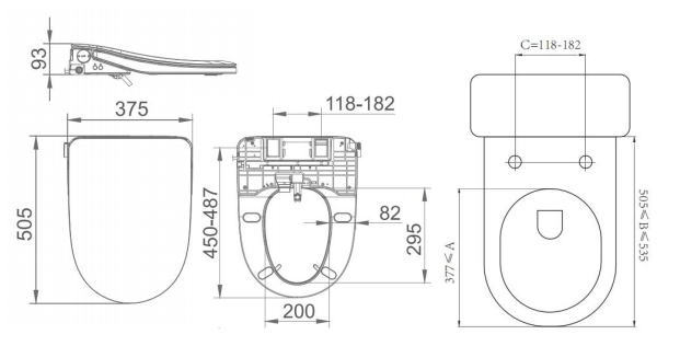 Thea Standard - Smart Electric Bidet Seat BS36 - S - Hera Bathware