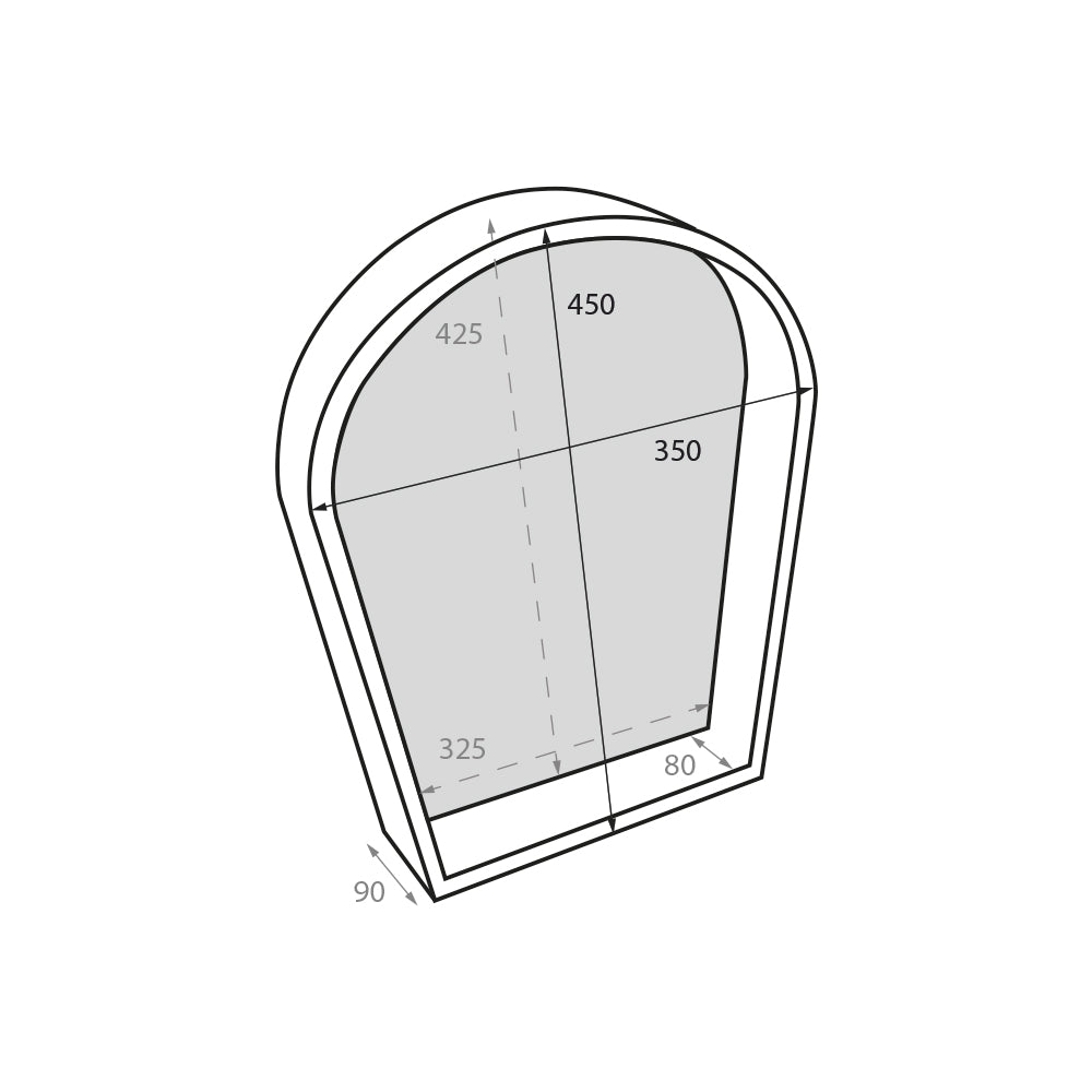 Thermaniche Arch Shower Wall Niche | 90mm Depth - Hera Bathware350*450mm