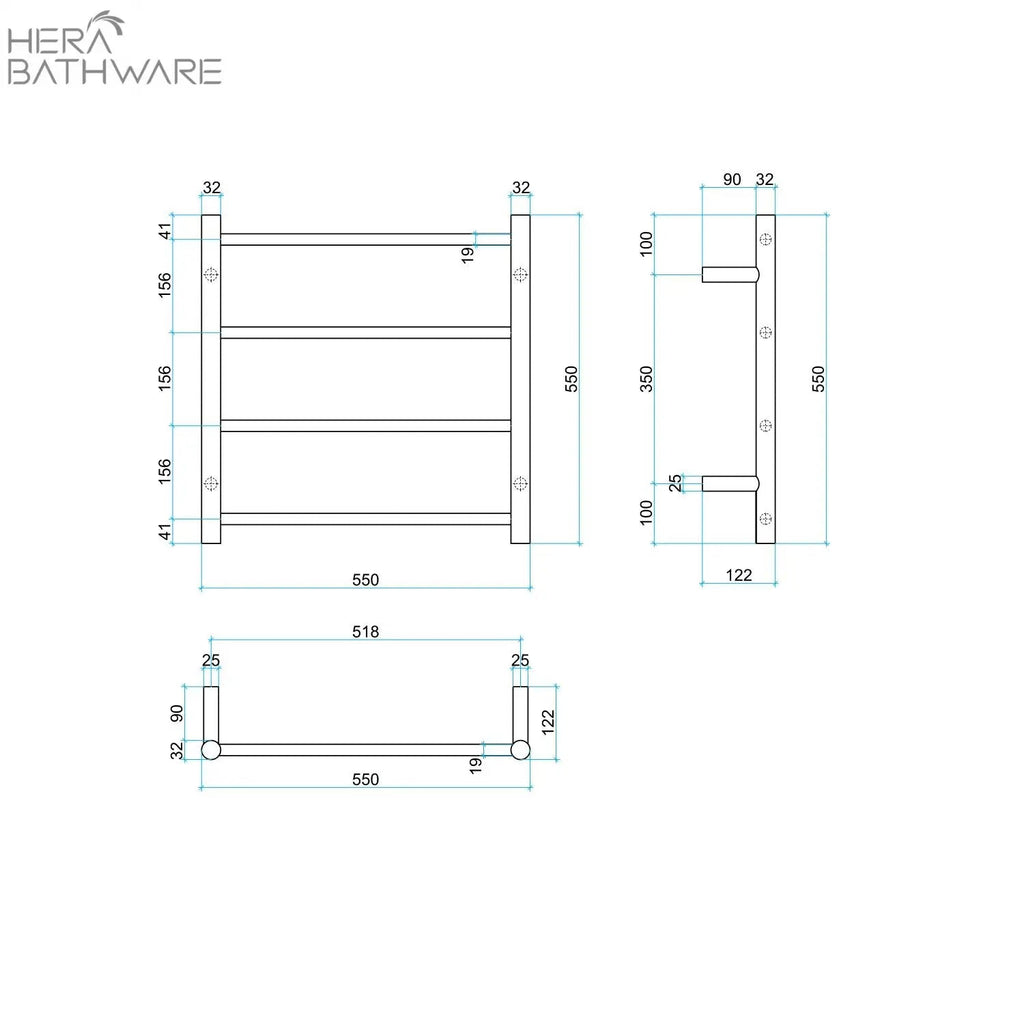 Thermogroup SR25MGM Gun Metal Round Ladder Heated Towel Rail 550*550*122mm - Hera BathwareGun Metal