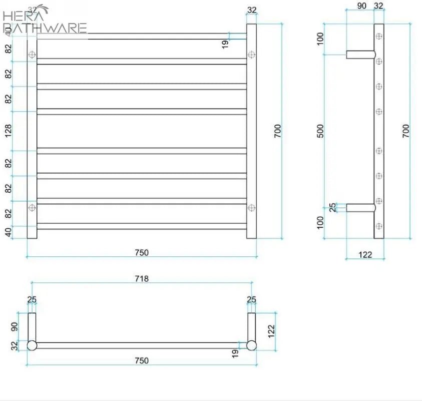Thermogroup SR33MB Matt Black Round Ladder Heated Towel Rail 750*700*122mm - Hera BathwareMatte Black