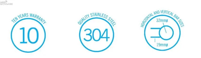Thermogroup USS56 Straight Square Non - Heated Ladder Towel Rail 650*1000*120mm - Hera BathwareStainless Steel