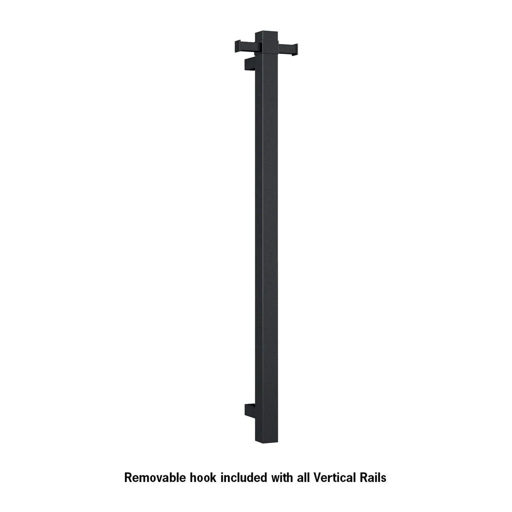 Thermogroup VS900SHB Matt Black Square Vertical Single Bar Heated Towel Rail - W142xH900xD100mm - Hera BathwareMatte Black