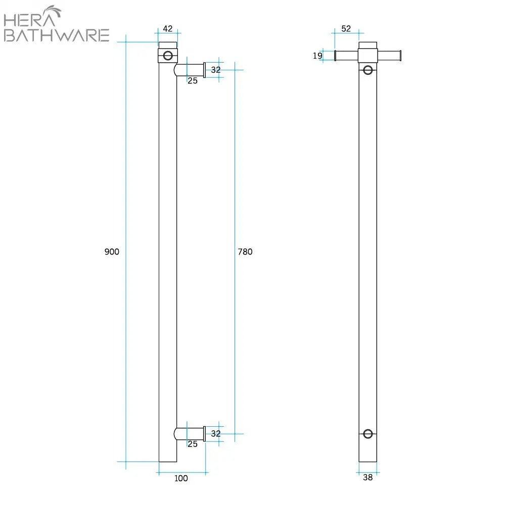 Thermogroup VSH900H Brushed Finish 240Volt Vertical Single Heated Rail - Hera BathwareBrushed Gold