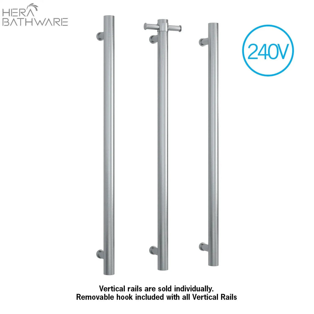 Thermogroup VSH900H Brushed Finish 240Volt Vertical Single Heated Rail - Hera BathwareBrushed Stainless