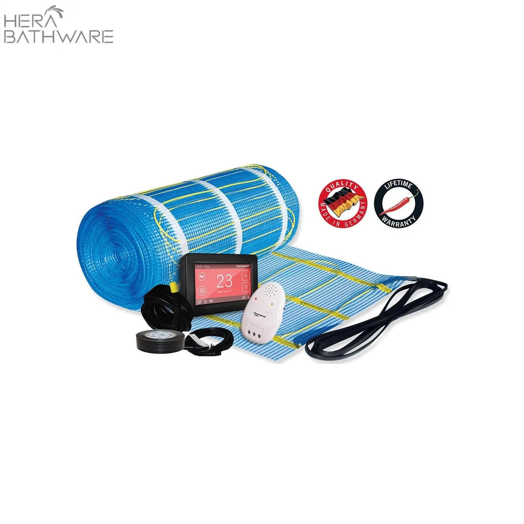 Thermonet 150W/m2 Undertile Heating Kit Dual Black Controller - Hera BathwareWhite2 x 0.5m