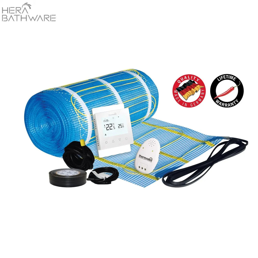 Thermonet 150W/m2 Undertile Heating Kit with Thermostat - Hera BathwareWhite2 x 0.5m