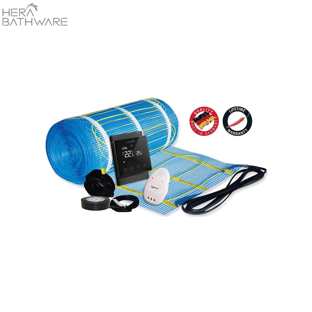 Thermonet 200W/m2 In Screed Heating Kit with Black Thermostat - Hera BathwareBlack2 x 0.5m