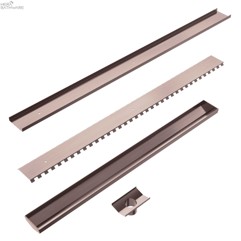 Tile Insert V Channel Floor Grate 50/89mm Outlet - Hera Bathware89mmBrushed Bronze