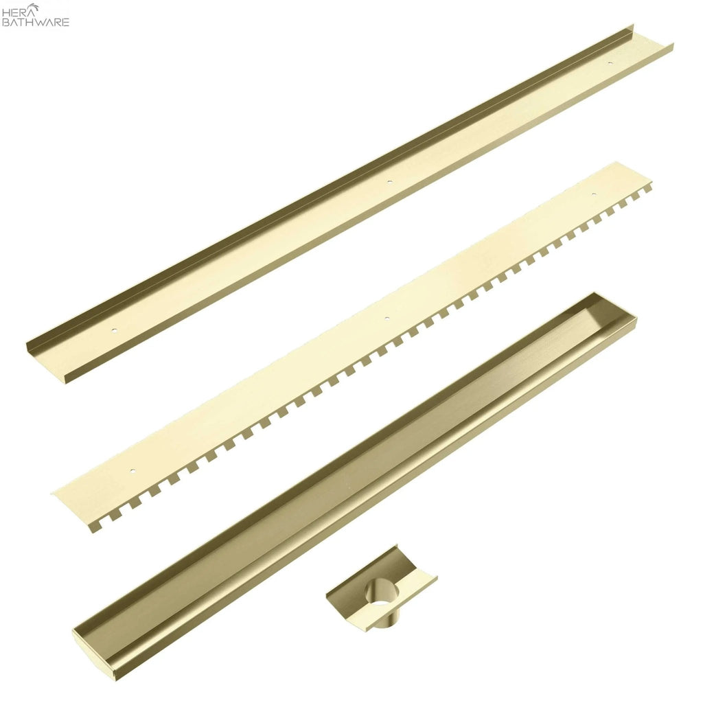 Tile Insert V Channel Floor Grate 50/89mm Outlet - Hera Bathware89mmBrushed Gold