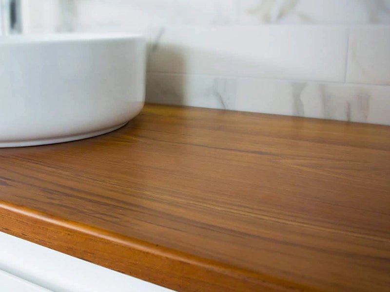 Timber Benchtops - Valencia Timber Tops | FifthAvenue - Hera Bathware600mmMessmate