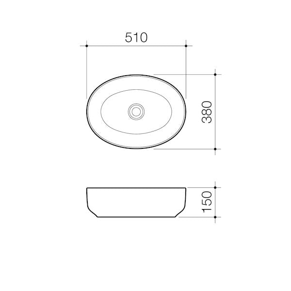 TRIBUTE Above Counter Basin - Oval 510mm | CAROMA - Hera Bathware