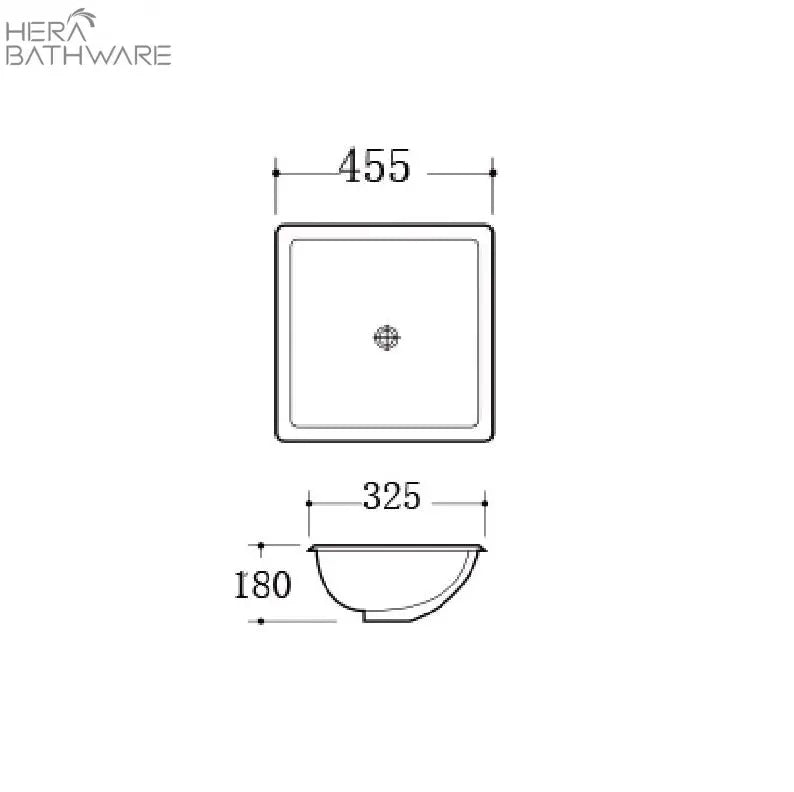Under Counter Ceramic Basin SIZE: 455X325X180mm - Hera BathwareGloss White