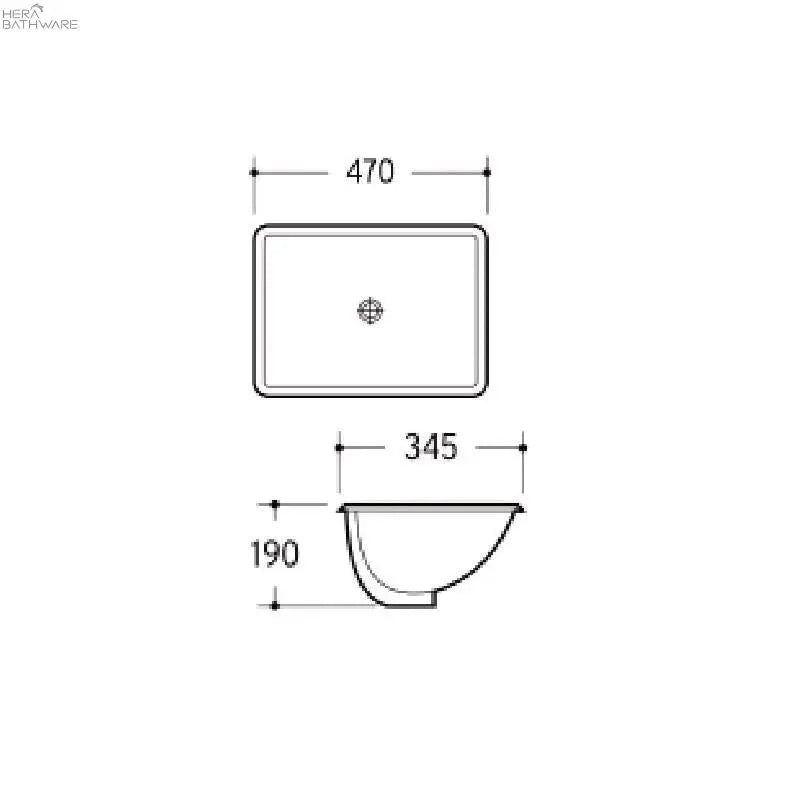 Under Counter Ceramic Basin SIZE: 470X345X190mm - Hera BathwareGloss White