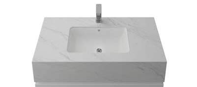 Undermount Ceramic Allure Matte Round Basin with Silksurface Stone Top | Timberline - Hera Bathware600mmBox Top Silksurface 200mm
