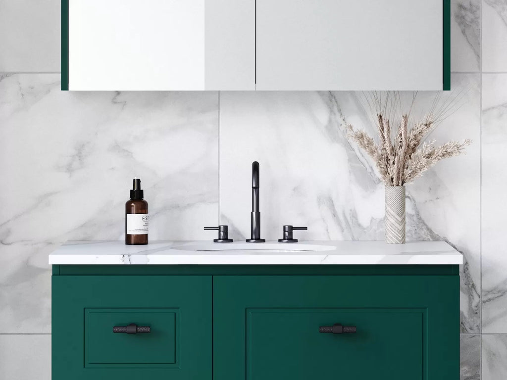 Undermount Minieral Composite Basins with Silksurface Stone Top| Timberline - Hera Bathware600mmSilksurface 20mm Slab