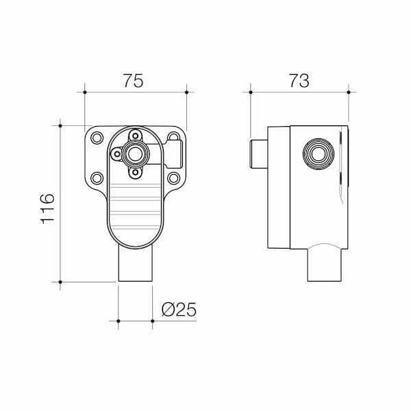 Universal Sensor Rough in Kit - Sensor wall outlet - Urbane II / Liano II Serises | Caroma - Hera Bathware X Caroma 99682F |