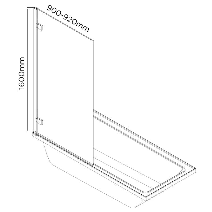Urban Bath Panel 900mm | 1600mm High | Oceano - Hera Bathware X Oceano URBS900C | Chrome