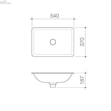 URBANE II UNDER COUNTER BASIN 540 X 370 - Hera BathwareGloss WhiteRectangle