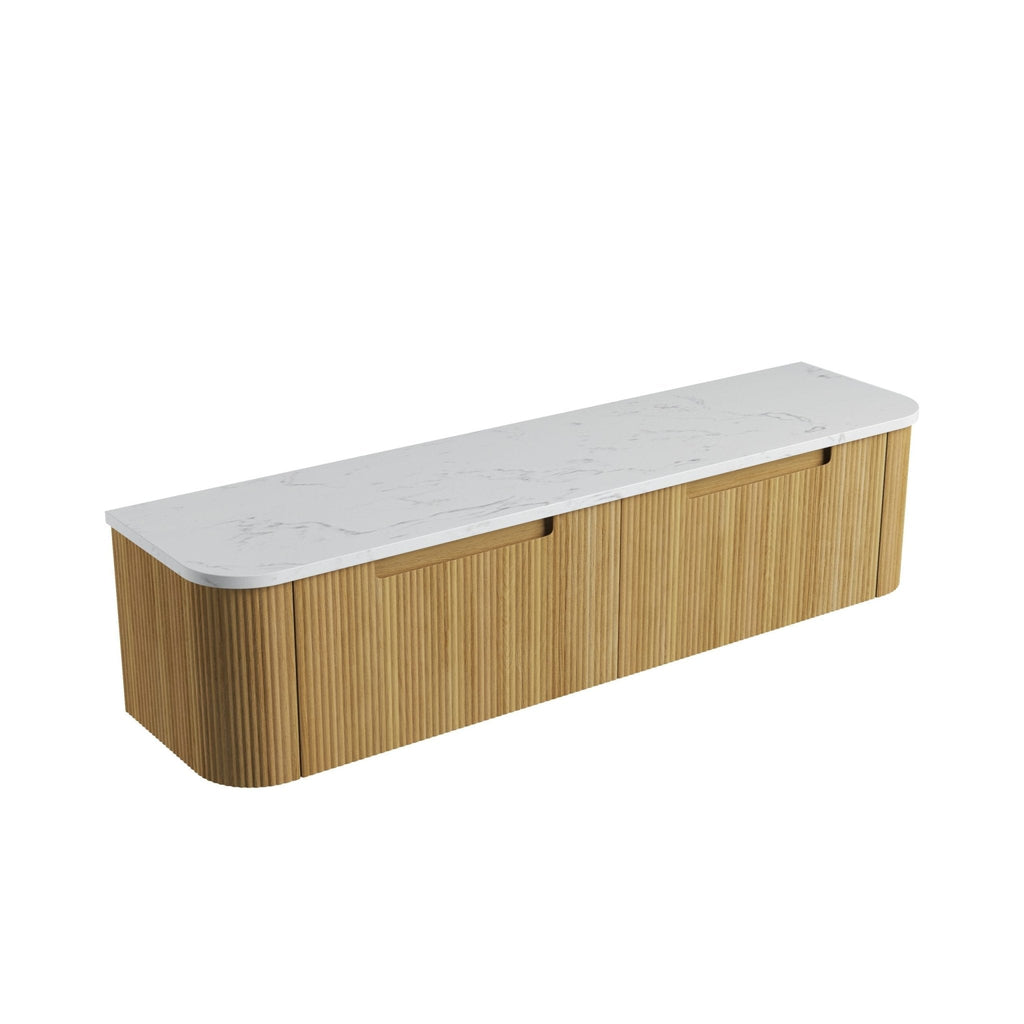 Varcelli Mono Wall Hung Vanity 750 - 1800mm - Hera Bathware X Aulic CAWH53 - 1800D - ST26FT | 1800mmCabinet + Cato Flat Stone Top