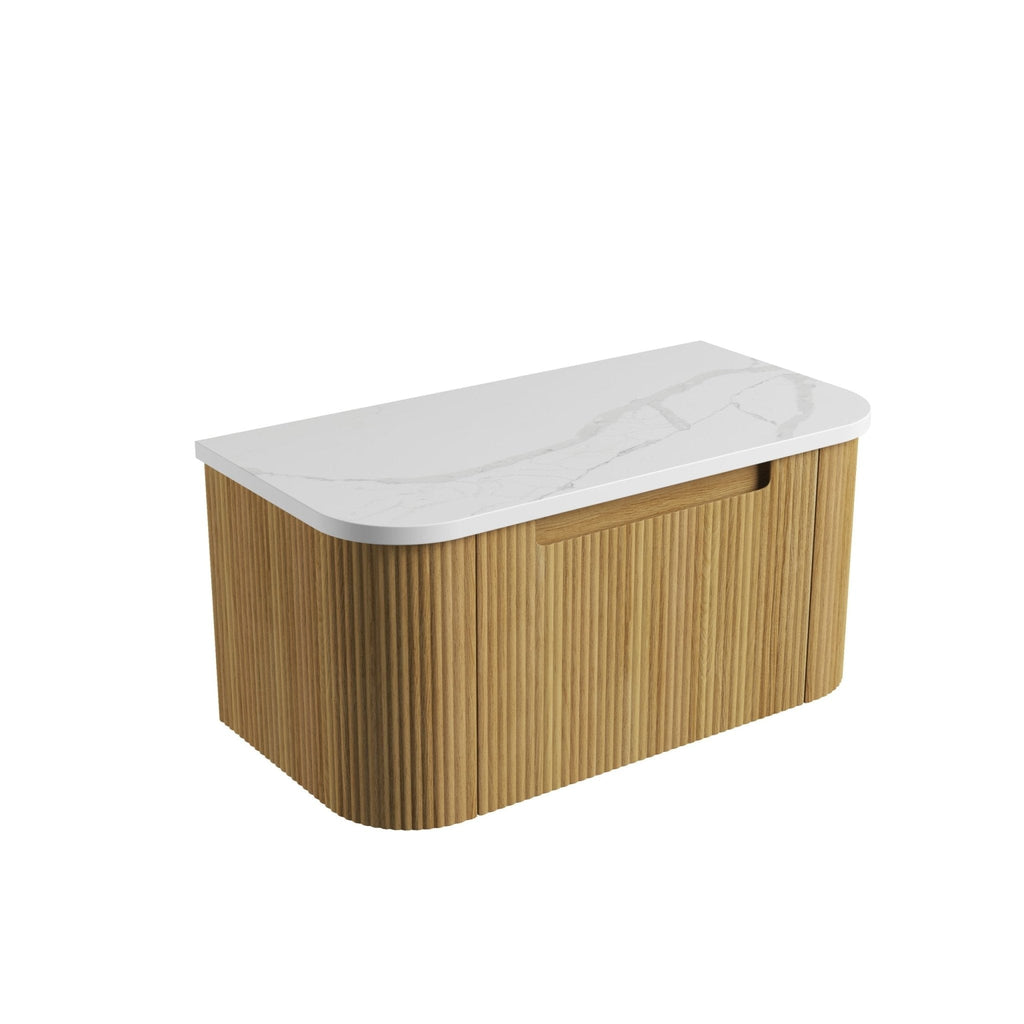 Varcelli Mono Wall Hung Vanity 750 - 1800mm - Hera Bathware X Aulic CAWH53 - 900 - ST66FT | 900mmCabinet + Palis White Flat Stone Top