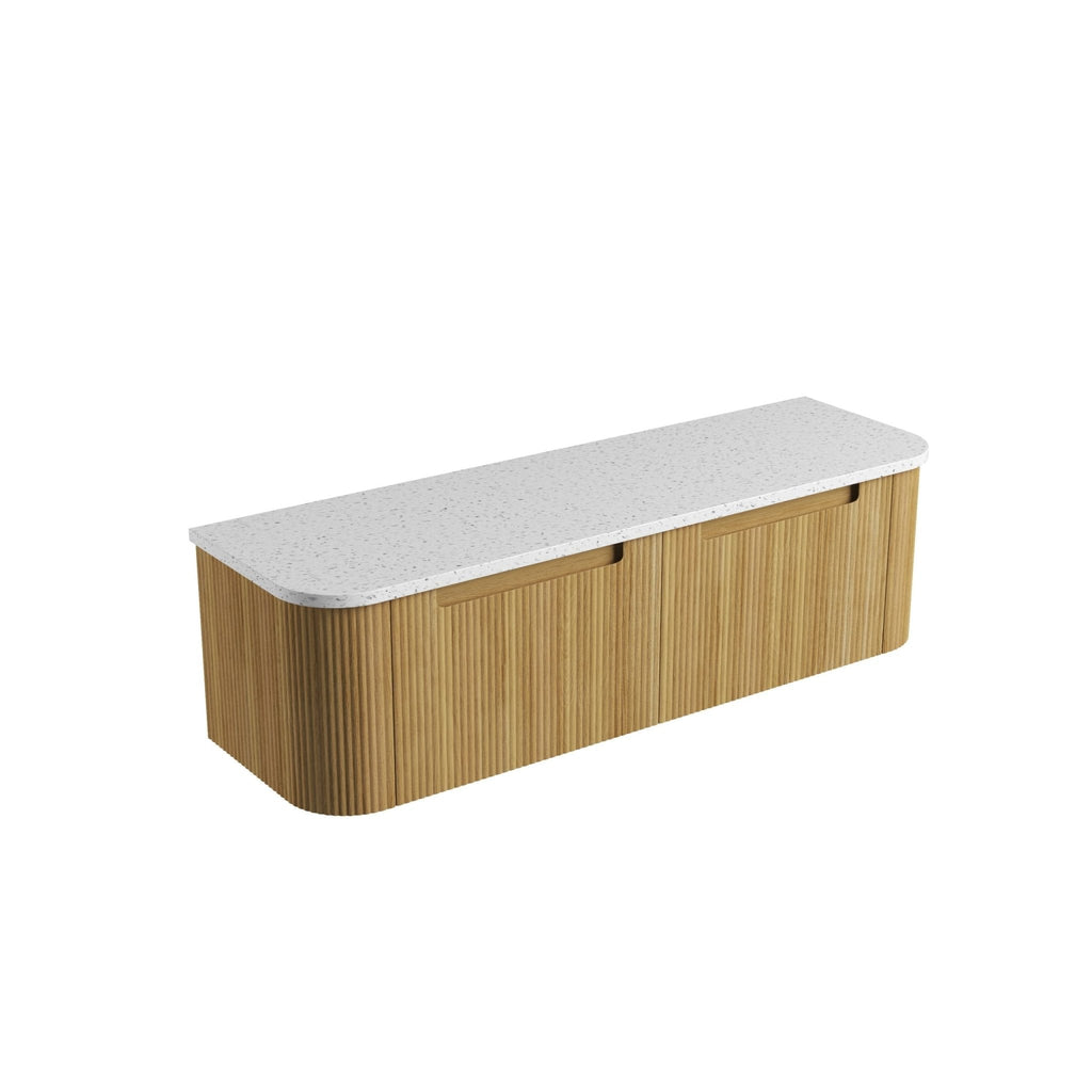 Varcelli Mono Wall Hung Vanity 750 - 1800mm - Hera Bathware X Aulic CAWH53 - 1500 - ST46FT | 1500mmCabinet + Snow White Flat Stone Top