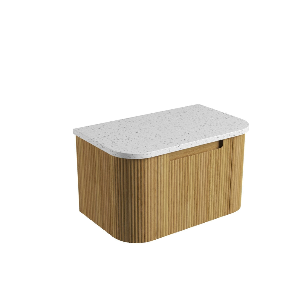 Varcelli Mono Wall Hung Vanity 750 - 1800mm - Hera Bathware X Aulic CAWH53 - 750 - ST46FT | 750mmCabinet + Snow White Flat Stone Top