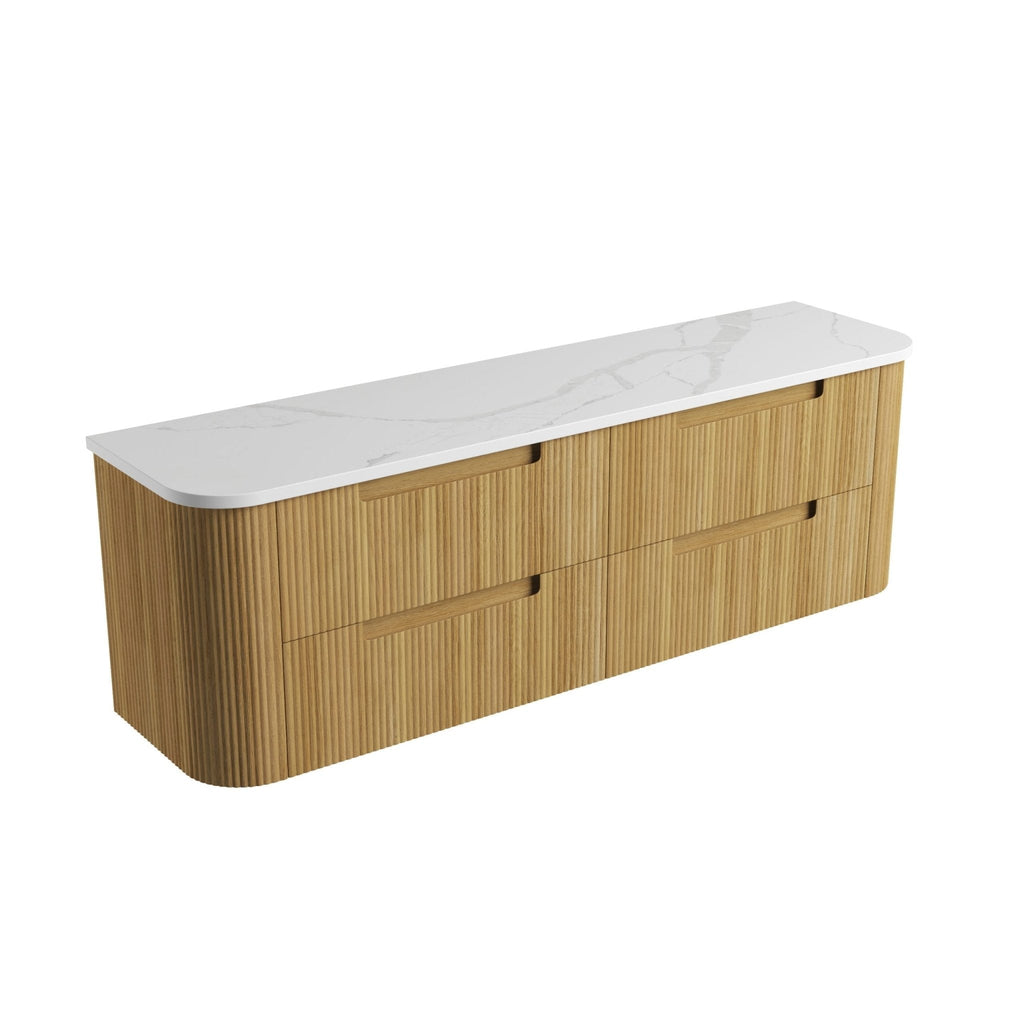 Varcelli Tier Wall Hung Vanity 750 - 1800mm - Hera Bathware X Aulic CAWH54 - 1800D - ST66FT | 1800mmCabinet + Palis White Flat Stone Top