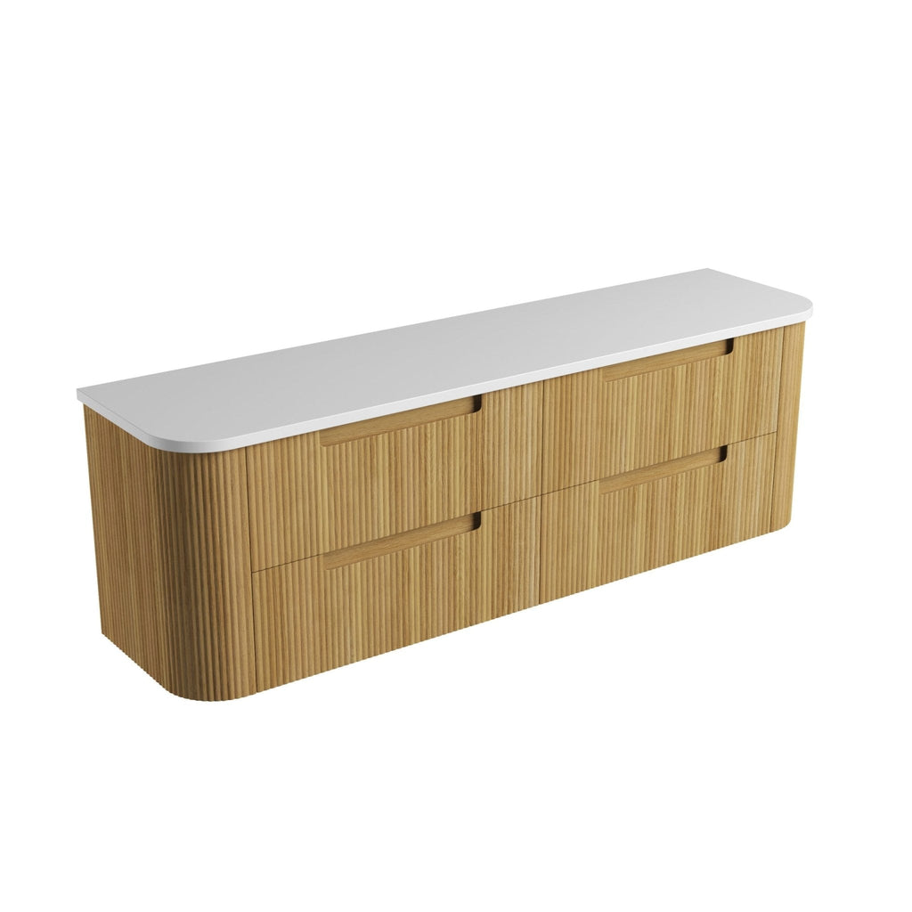 Varcelli Tier Wall Hung Vanity 750 - 1800mm - Hera Bathware X Aulic CAWH54 - 1800D - ST56FT | 1800mmCabinet + Pure White Flat Stone Top