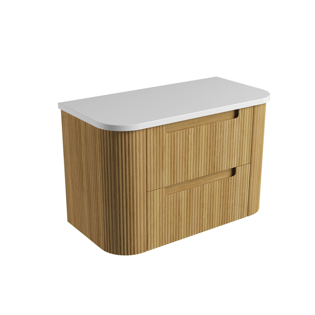 Varcelli Tier Wall Hung Vanity 750 - 1800mm - Hera Bathware X Aulic CAWH54 - 900 - ST56FT | 900mmCabinet + Pure White Flat Stone Top