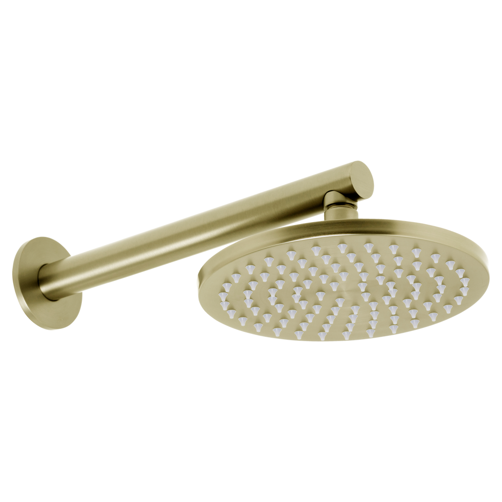 Venezia Overhead Rain Shower With 300mm Wall Arm - Hera BathwareBrushed Brass