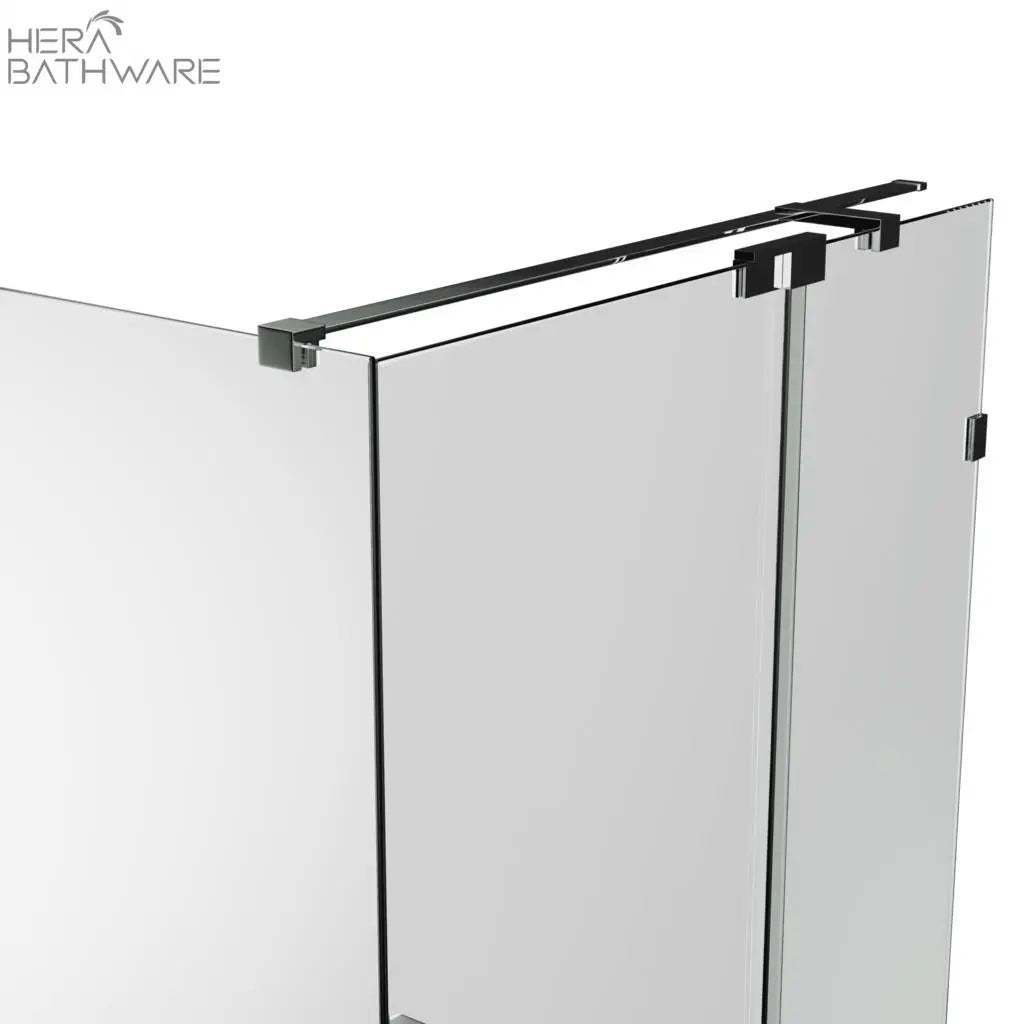 Violet 10mm Frameless Pivot Front Screens Only | Convex - Hera BathwareMatte Black800 - 900
