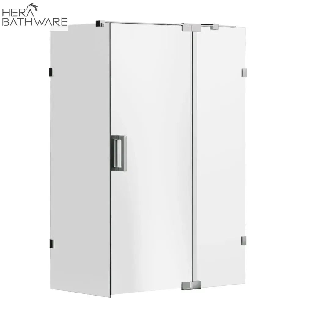 Violet 10mm Frameless Pivot Standard size Front & Return Set | Convex - Hera BathwareChrome900 x 900mm