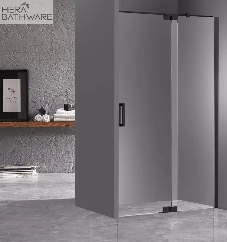 Violet 10mm Frameless Pivot Standard size Front & Return Set | Convex - Hera BathwareMatte Black900 x 900mm