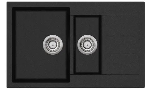 Viva Granite Sink 1 & 1/2 Bowl Black - Hera Bathware