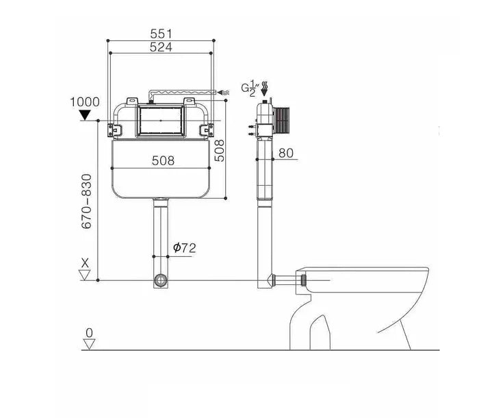 VOGHERA Rimless Inwall Floorstanding Toilet with R&T Cistern - Hera BathwareSlim Seat