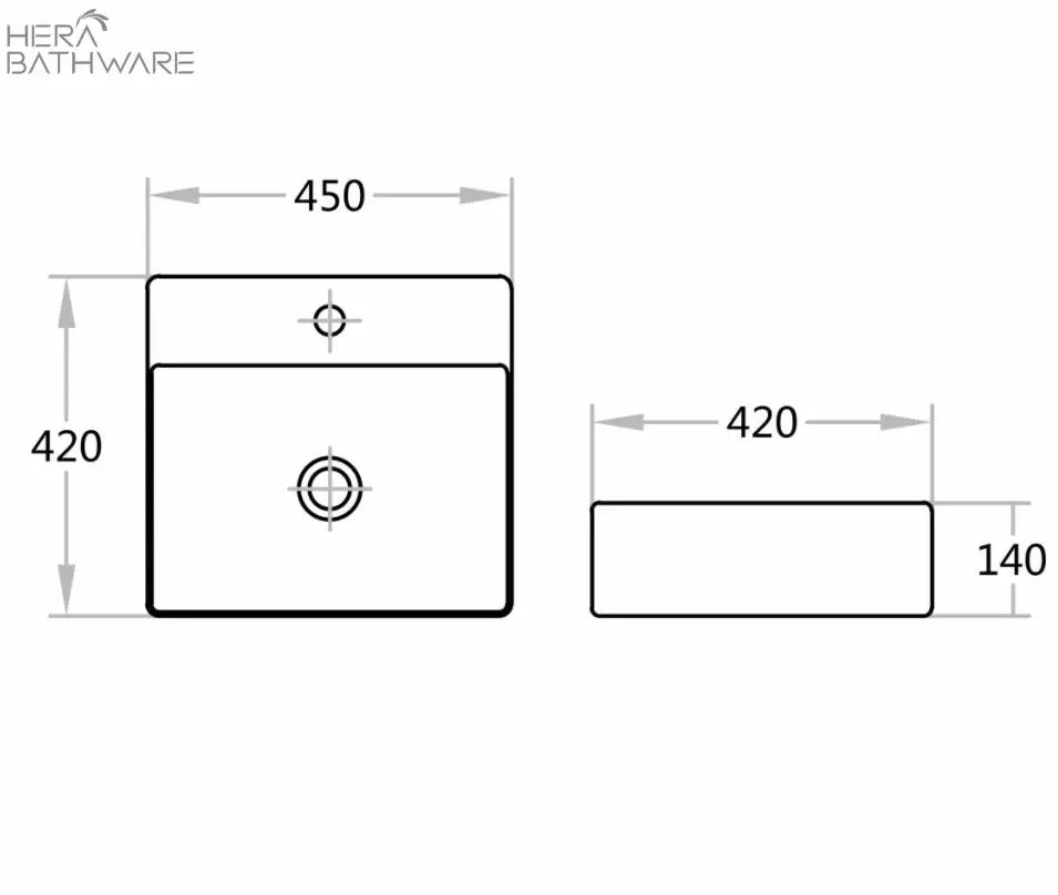 Wall Hung Square Basin 420mm - Hera BathwareGloss White