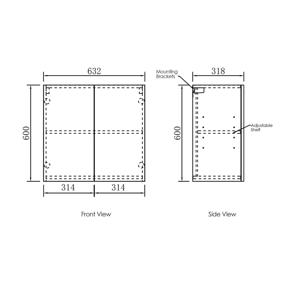 Wall Hung / Washing Machine | Byron Black/Natural Oak Laundry Cabinet - Hera BathwareNatural Oak600mm