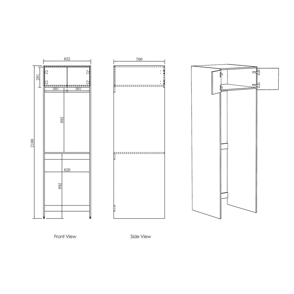 Wall Hung / Washing Machine | Byron Black/Natural Oak Laundry Cabinet - Hera BathwareBlack OakTall Washing Machine Cabinet