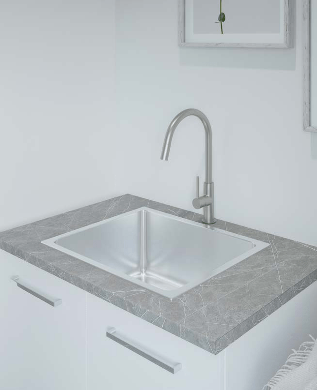 White Satin Cabinets Laundry Bundle - Hera Bathware X Timberline |