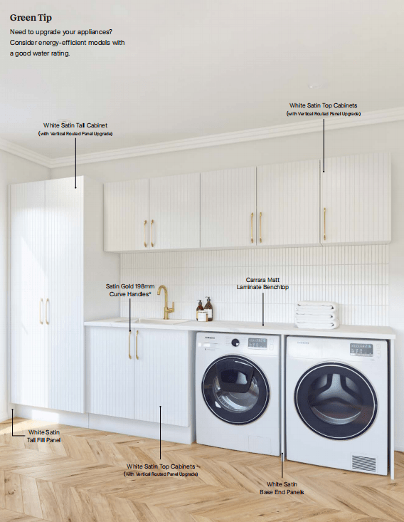 White Satin Cabinets Laundry Bundle - Hera Bathware X Timberline |