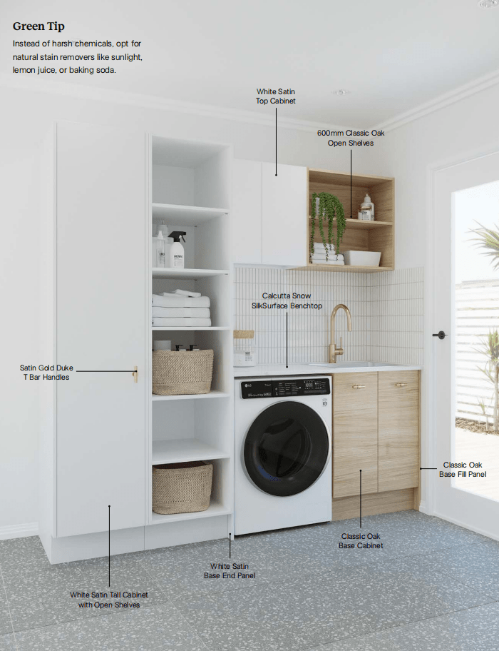 White Stain with Classic Oak Cabinets Laundry Bundle - Hera Bathware X Timberline |